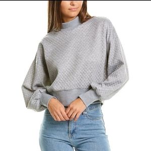 New Women’s Size M Socialite Grey Mock Neck Textured Sweatshirt